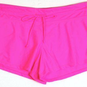 QDASZZ Hot pink "Rose red" lightly Lined Swim Bottoms Shorts Style & Match Sm